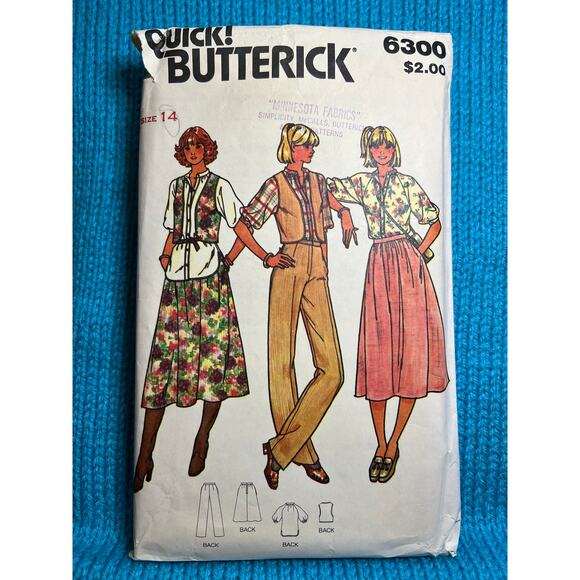 Butterick 6300 pattern blouse A line skirt pant vest size 14 - Picture 1 of 7